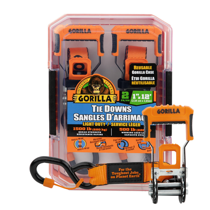 Erickson (447) 92004 (2) 1IN X 12FT 1500 LB RATCHET STRAP WITH VELCRO WRAP