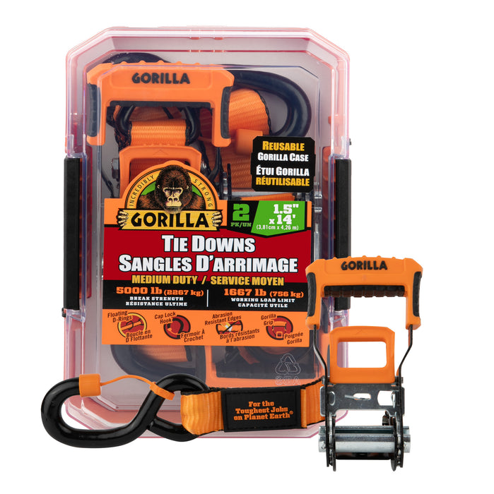 Erickson 93004 (2) 1.5IN X 14FT 5000 LB RATCHET STRAP W/ FLOATING D RING