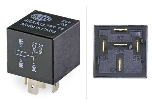 Hella (526) 933791141 Hella Relay, main current - 24V - 5-pin connector - Normally Open Contact