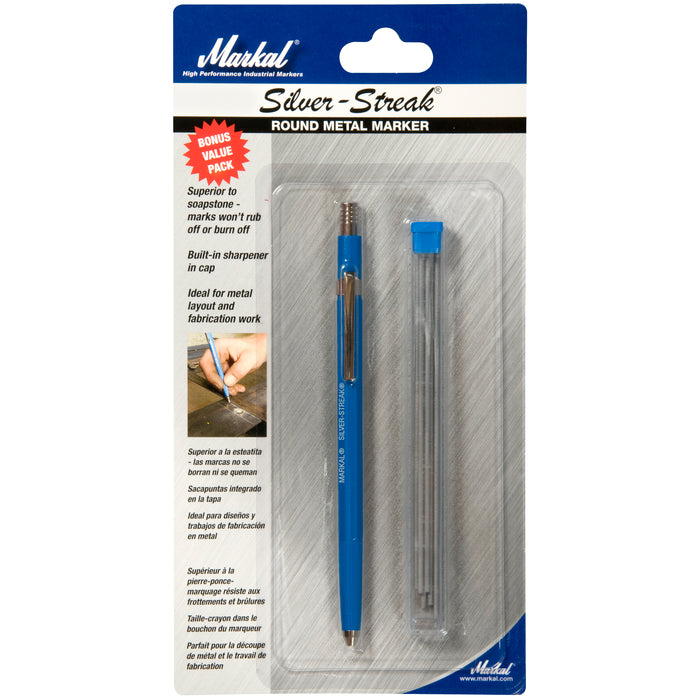 La-Co/Markal 96107 Silver-Streak® Metal Marker - For welding, metal layout and fabrication - Holder and 6 refills - Carded