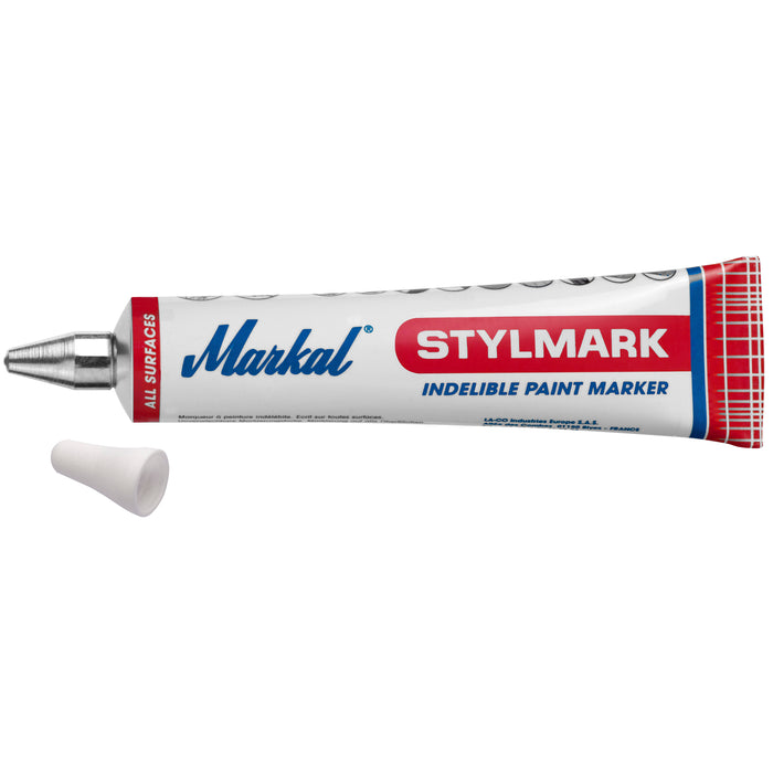 La-Co/Markal 96652 STYLMARK® Tube Marker - Ball tube marker for multiple surfaces - White - 1/8" tip