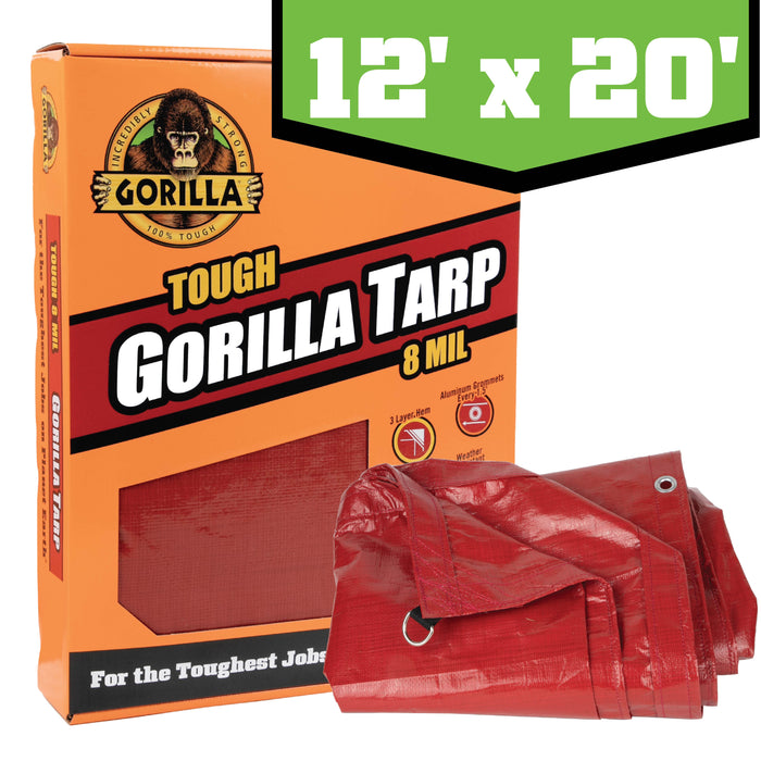 Erickson 97037-FR 12FT X 20FT TOUGH 8 MIL 12X12 WEAVE DARK RED GORILLA TARP / PDQ