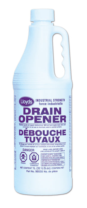 Lloyds Laboratories (947) 99550 Drain opener for industrial and commercial use by professionals, 1 L (32 oz) bottle