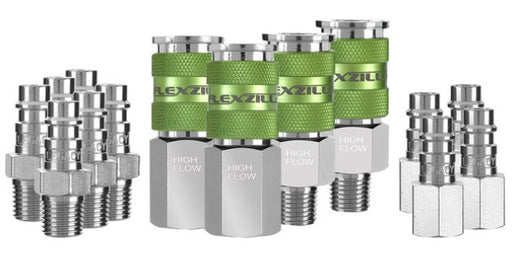 Flexzilla A53458FZ Flexzilla® Pro High Flow Coupler and Plug Kit (14 Piece), 1/4" NPT - ENGLISH ONLY NOT FOR CONSUMER SALE