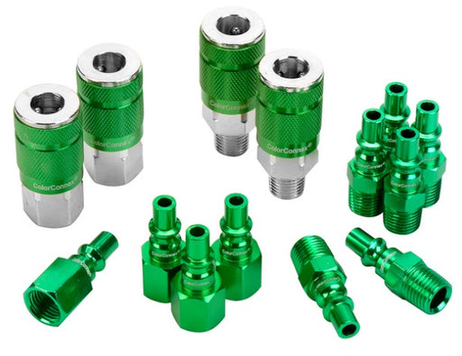 Flexzilla A71458B-CA Flexzilla® ColorConnex Coupler & Plug Kit (14 Piece), ARO Type B, 1/4 in. NPT, Green