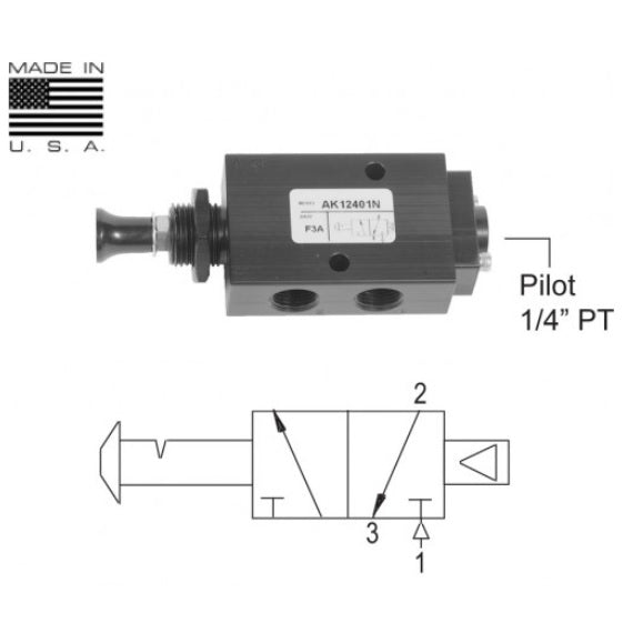 FleetSpec (183) AK12401N 3-Port, 2-Position PUSH/PULL, Air Reset