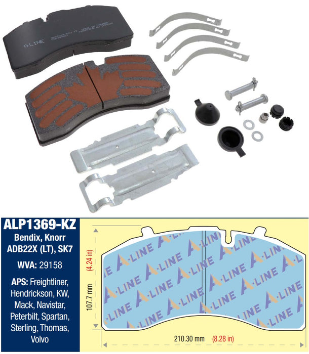 A-Line (929) ALP1369-KZ3 A-Line Disc Pads 23K 8479D1369 (Includes Hardware)