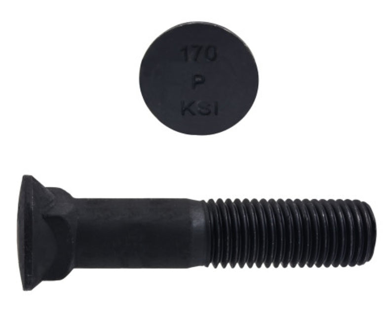 H. Paulin (680) B1323-922 Paulin 1"-8 x 4-1/2" Domed Head Scraper Bolts Steel Black UNC PT 30 pcs
