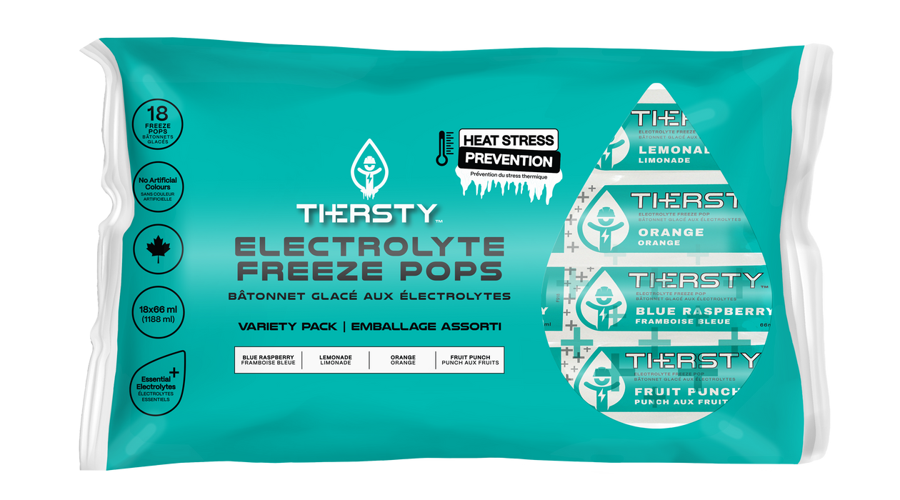 Thersty Hydration BAG1418-FRZ Thersty Electrolyte Freeze Pops, Assorted Flavours - 1 Bag of 18 pops