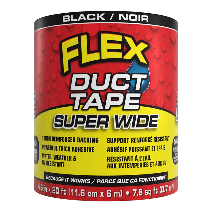 Flex Seal (239) CN222BLK4620 Black, 4.6 Inches x 20 Feet (11.6 cm x 6 meters), Super Wide, Flex Duct Tape