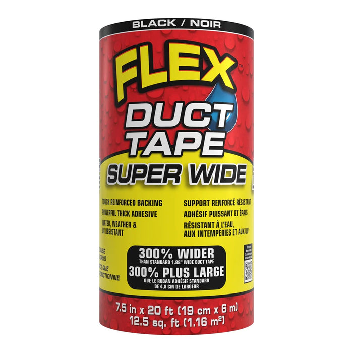 Flex Seal CN222BLK7520 Black, 7.5 Inches x 20 Feet (19 cm x 6 meters), Super Wide, Flex Duct Tape