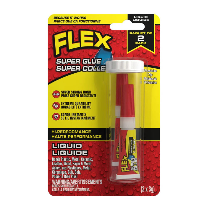 Flex Seal (239) CN944LIQ2X3 Clear, Two 3 Gram Tubes Flex Super Glue Liquid