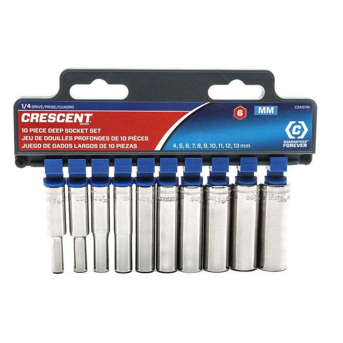 Apex Tool (442) CSAS11N Crescent SOCKEET SET, 10PC, 1/4" DRIVE, 6PT, DEEP, MM