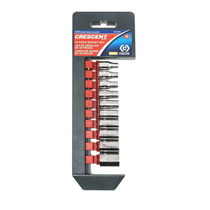 Apex Tool (442) CSAS8N Crescent SOCKET SET, 10PC, 1/4" DRIVE, 6PT, SAE