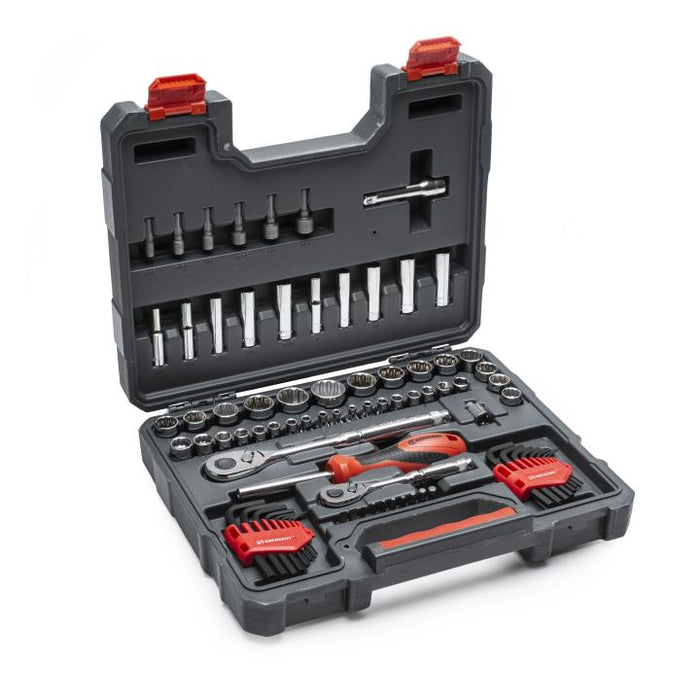 Apex Tool (442) CTK84C 84 Pc.1/4" & 3/8" Drive 6 & 12 Point Standard & Deep SAE/Metric Mechanics Tool Set