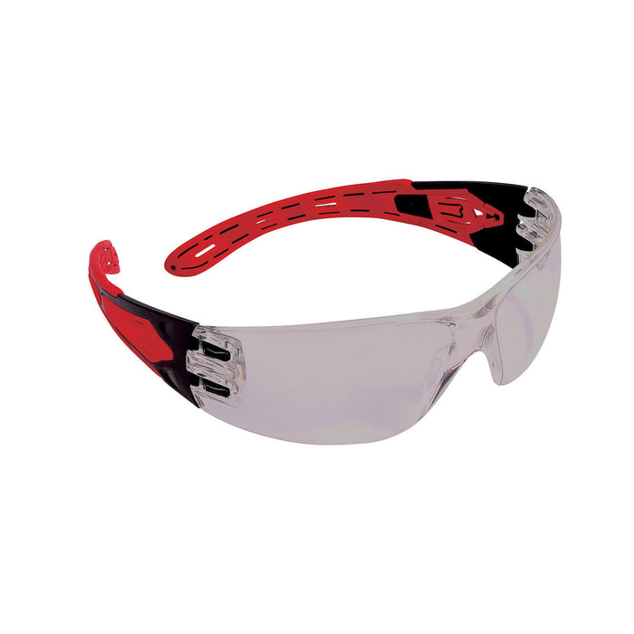 PIP Canada (449) EP675-IO Volcano™ One-Size Fits All Rimless Safety Glasses With Red Temples, Indoor Outdoor Lens And 4A Coating