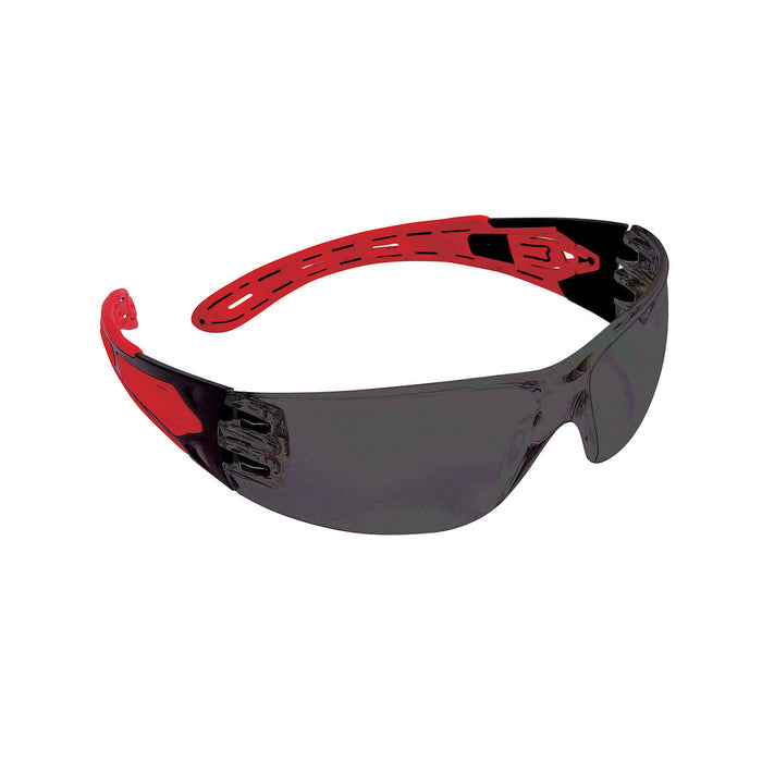 PIP Canada (449) EP675-S Volcano™ One-Size Fits All Rimless Safety Glasses With Red Temples, Smoke Lens And 4A Coating