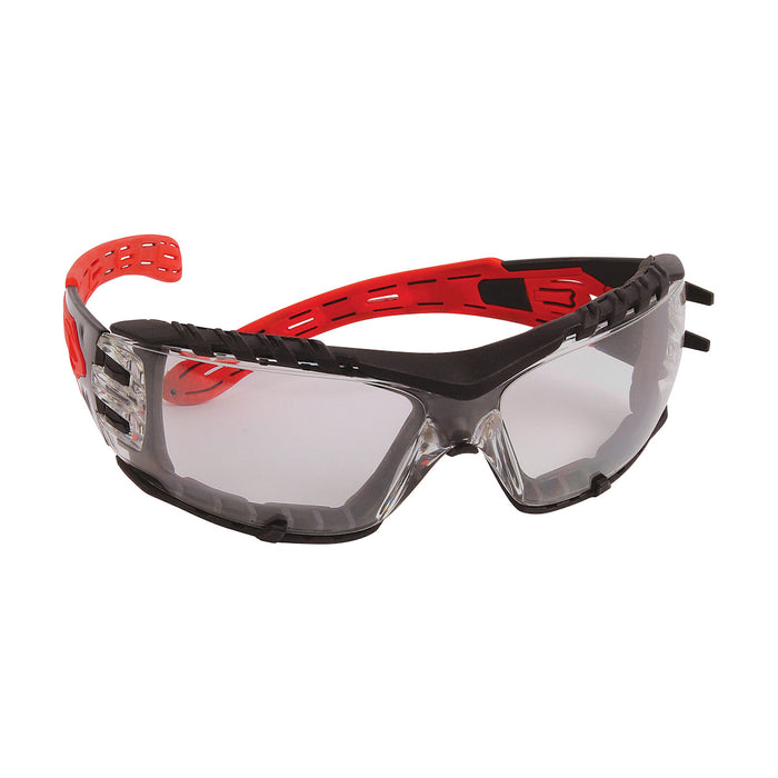 PIP Canada (449) EP675G-IO Volcano Plus™ One-Size Fits All Rimless Safety Glasses With Red Temples, Indoor Outdoor Lens, Foam Padding And 4A Coating