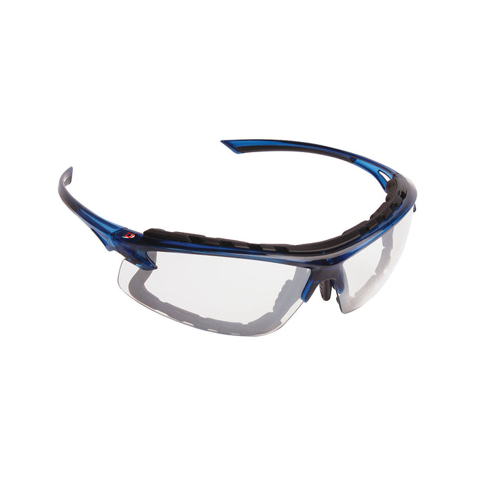 PIP Canada (449) EPD6C17 OPTI-SEAL™ SAFETY GLASSES - Semi-Rimless Safety Glasses with Blue Temple, Clear Lens, Foam Padded and 4A Coating