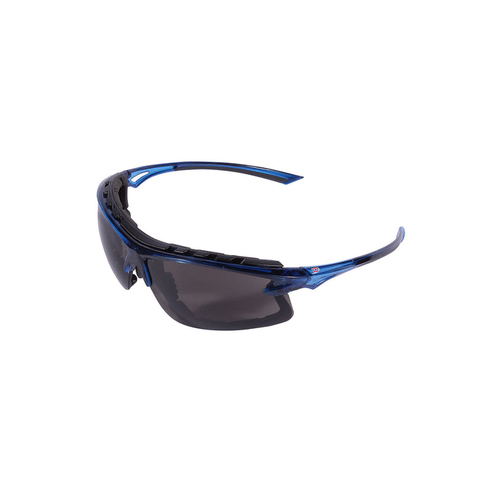 PIP Canada EPD6S17 OPTI-SEAL™ SAFETY GLASSES - Semi-Rimless Safety Glasses with Blue Temple, Smoke Lens, Foam Padded and 4A Coating