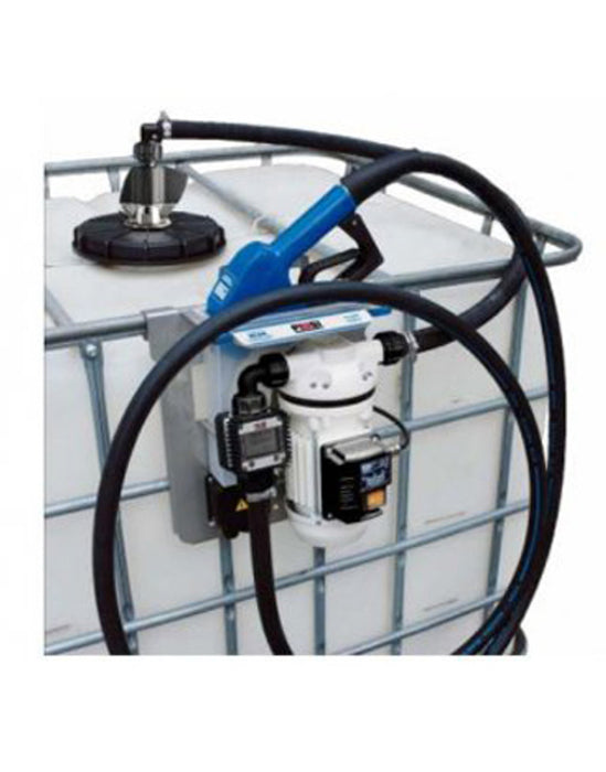Piusi (419) F00201A1J Piusi F00201A1J SUZZARABLUE 120V 9GPM Tote Pro Kit includes suzzarablue DEF pump, stainless steel base, nozzle holder, automatic nozzle, K24 DEF flow meter, 20' delivery hose. Coupler sold separately.