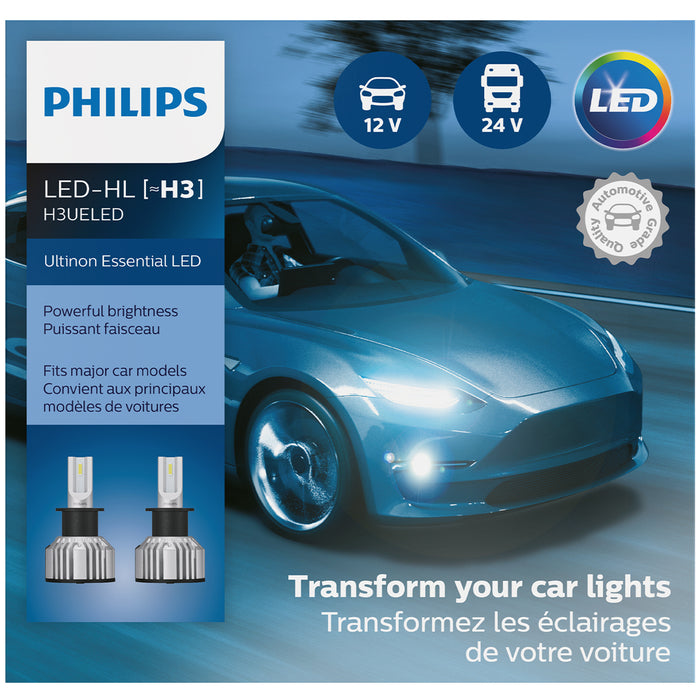 Philips Lumileds (335) H3UELED Philips H3 Ultinon Essential LED Headlights, Pack of 2