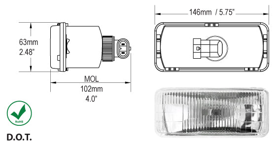 CEC Industries (568) H4351 SEALED BEAM H4351, 1 Pack Boxed