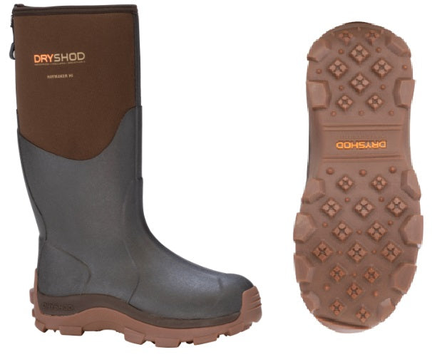 Dryshod (960) HAY-MH-BR-M8 Dryshod Men's Haymaker High Brown - M8 - Hard Working All Season Farm Boot