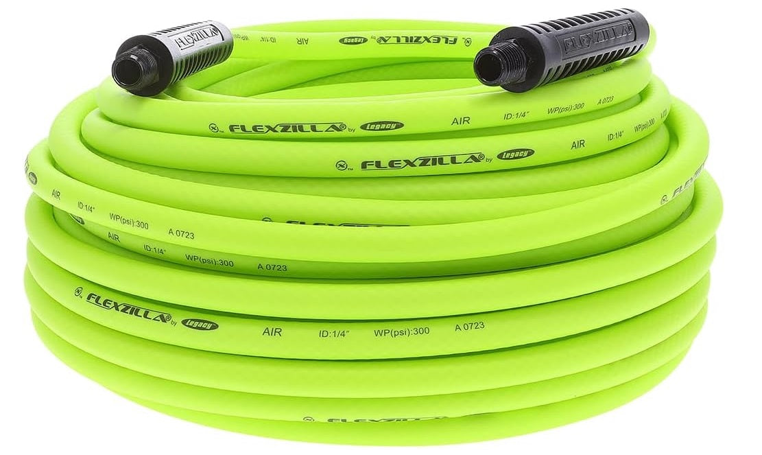 Flexzilla HFZ14100YW2-CA Flexzilla® Air Hose, 1/4 In. x 100 FT, 1/4" MNPT Fittings, Green