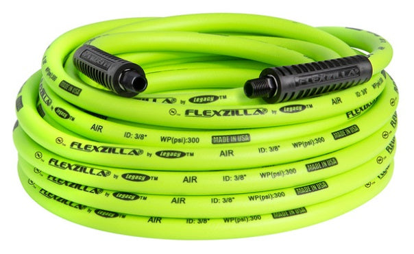 Flexzilla (717) HFZ3850YW3 Flexzilla® Air Hose, 3/8" x 50 FT, 3/8" MNPT Fittings, Green - ENGLISH ONLY NOT FOR CONSUMER SALE