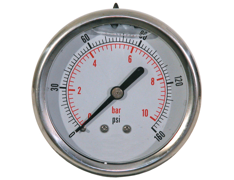 Buyers Products (577) HPGCB160 Silicone Filled Pressure Gauge - Center Back Mount 0-160 PSI