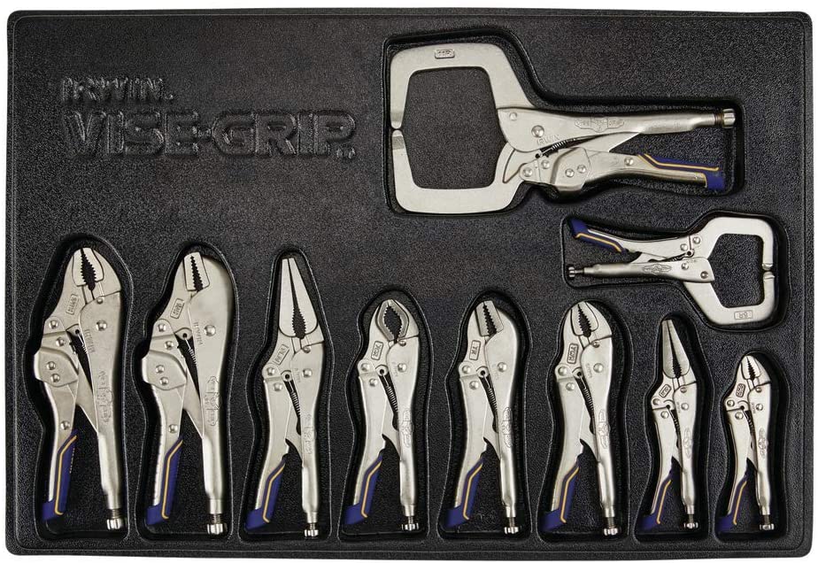 Irwin IRHT82596 LOCKING PLIER FAST RELEASE 10PC TRAY SET.