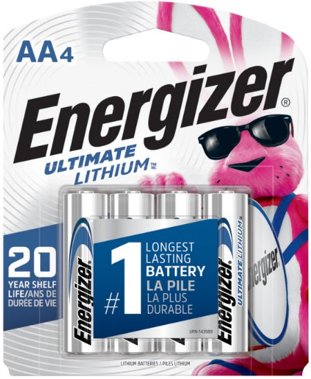 Energizer (831) L91SBP-4 Energizer Ultimate Lithium AA Batteries (4 Pack), 1.5V Lithium Double A Batteries