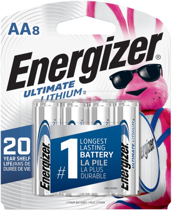 Energizer L91SBP-8 Energizer Ultimate Lithium AA Batteries (8 Pack), 1.5V Lithium Double A Batteries