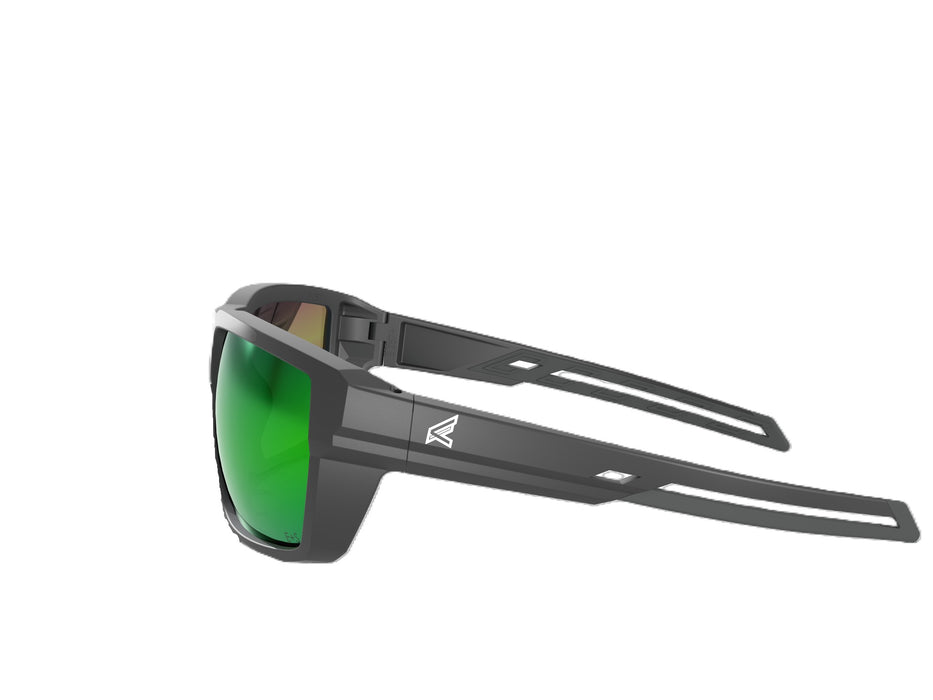 Edge Eyewear (137) LS117MPAP Lassen-Matte Black Frame / Polarized Aqua Precision Green Plus Mirror Lenses