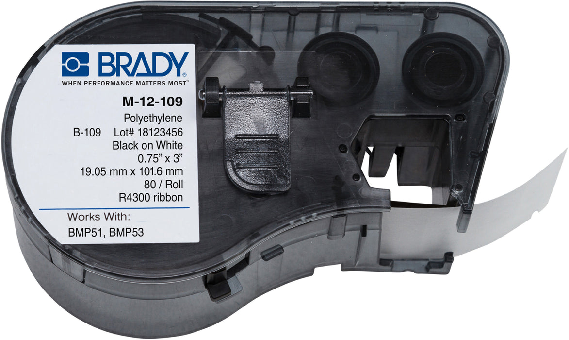 Brady (458) M-12-109 B109 Wht 0.75Inx3In 80 Rl