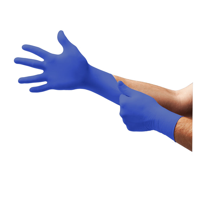 Ansell N171 N171, Powder-Free Examination Gloves, Blue, Nitrile, Non-Sterile, Ambidextrous, Textured Fingers, Beaded Cuff, For Single Use Only, Non-Latex, Sz S