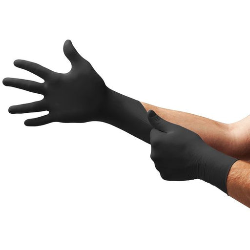 Ansell N644 N644-Black Powder-Free Examination Gloves, Nitrile, Non-Sterile, Ambidextrous, Textured Fingers, Beaded Cuff, For Single Use Only, Non-Latex, Sz Xl