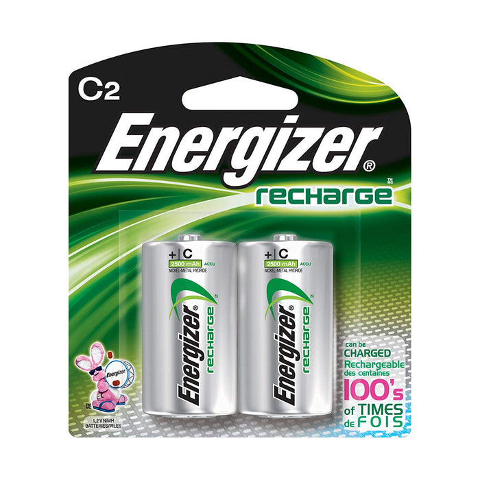 Energizer (831) NH35BP-2 Rechargeable Nickel Metal Hydride C Batteries, Blister Pack of 2
