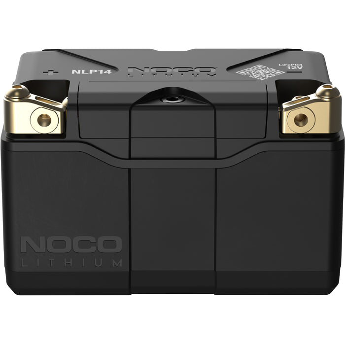 Noco NLP14 NOCO 500A Lithium Powersport Battery. Compatible with most powersport brands, including Aprilla, BMW, Buell, Ducati, Harley-Davidson, Indian, Triumph, KTM, Argo, Can-Am, Honda, Husqvarna, Kawaski, Suzuki, Arctic Cat, BRP, Waverunner,