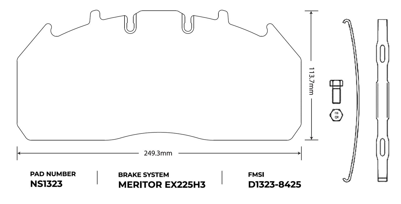 NRS Brakes (240) NS1323 NRS Brakes NS1323 Galvanized Z Air Disc Brake Pad