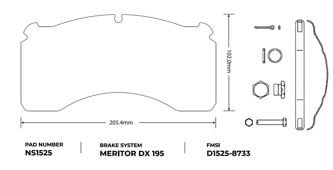 NRS Brakes (240) NS1525 NRS Brakes NS1525 Galvanized Z Air Disc Brake Pad