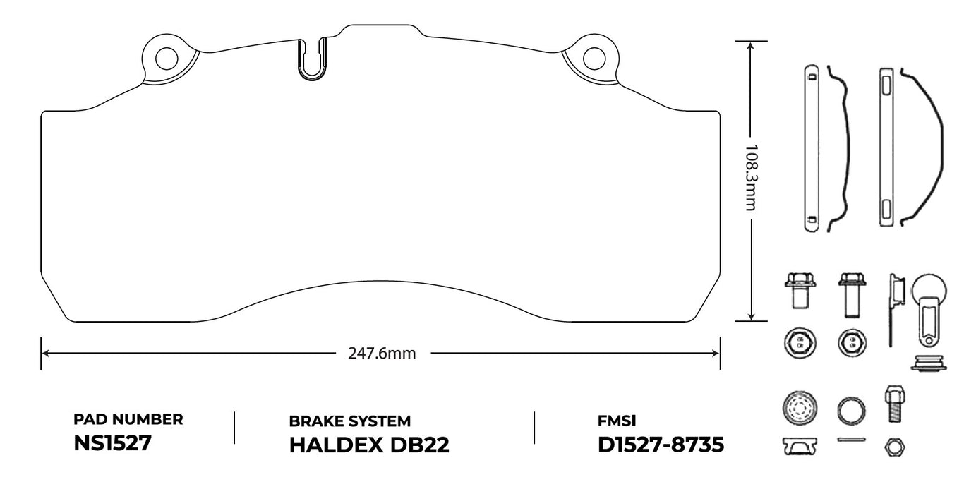 NRS Brakes (240) NS1527 NRS Brakes NS1527 Galvanized Z Air Disc Brake Pad