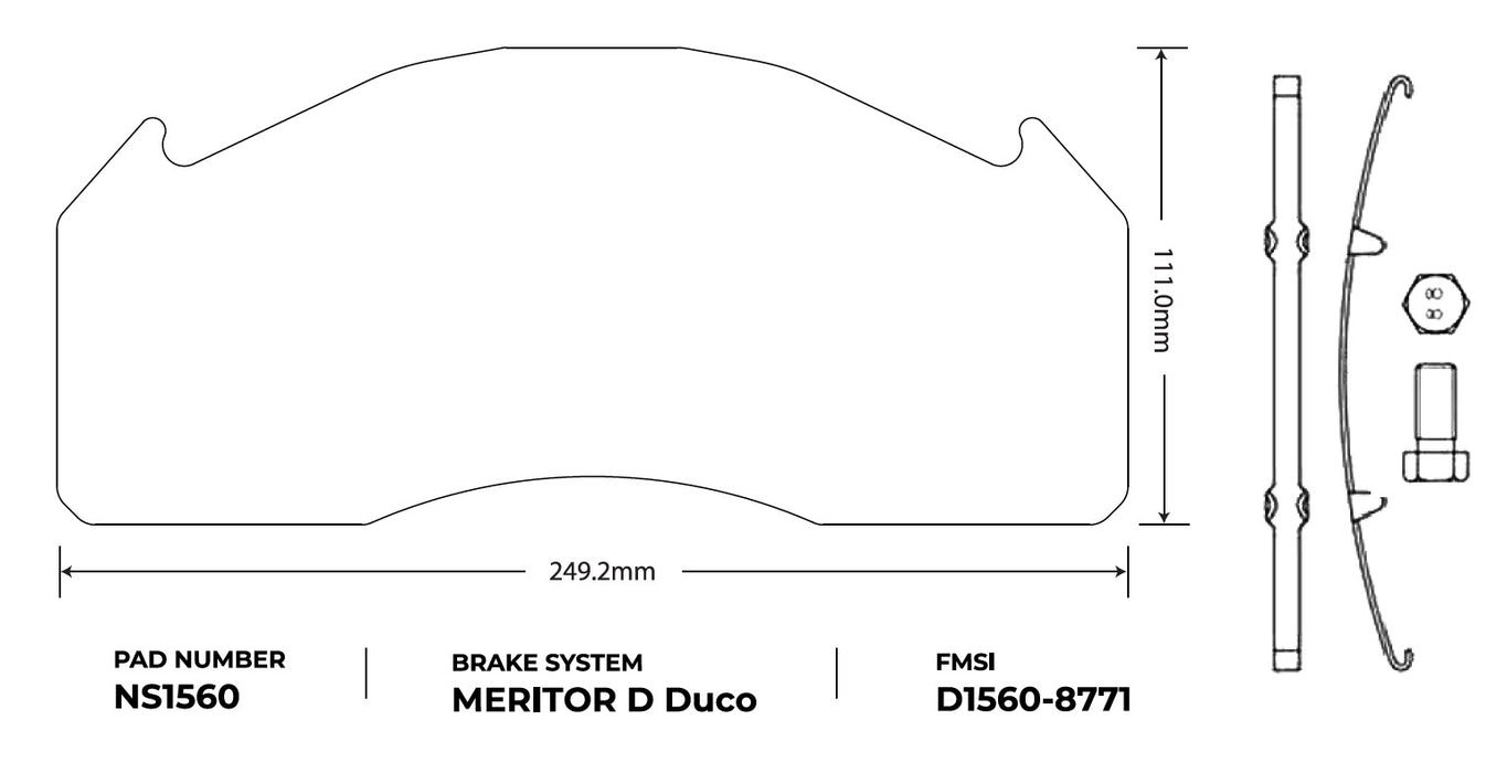 NRS Brakes (240) NS1560 NRS Brakes NS1560 Galvanized Z Air Disc Brake Pad
