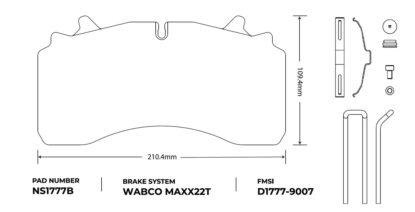 NRS Brakes (240) NS1777B NRS Brakes NS1777B Galvanized Z Air Disc Brake Pad