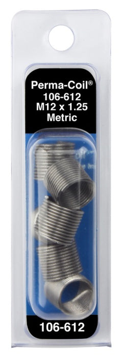H. Paulin (680) P106-612 Papco M12-1.25 x 18mm Metric Perma Thread Inserts, 6Pcs