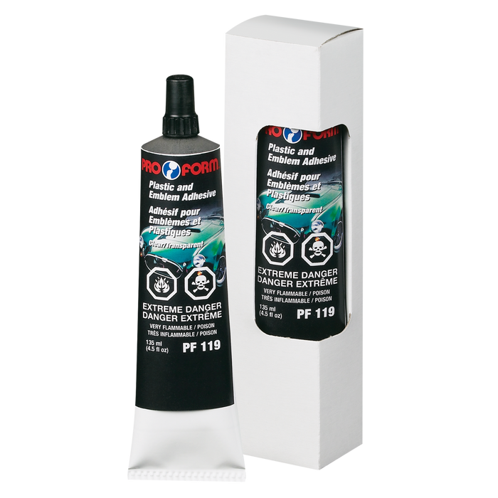 Pro Form PF119 Plastic and Emblem Adhesive (CLEAR), 135 ml (4.5 fl oz)
