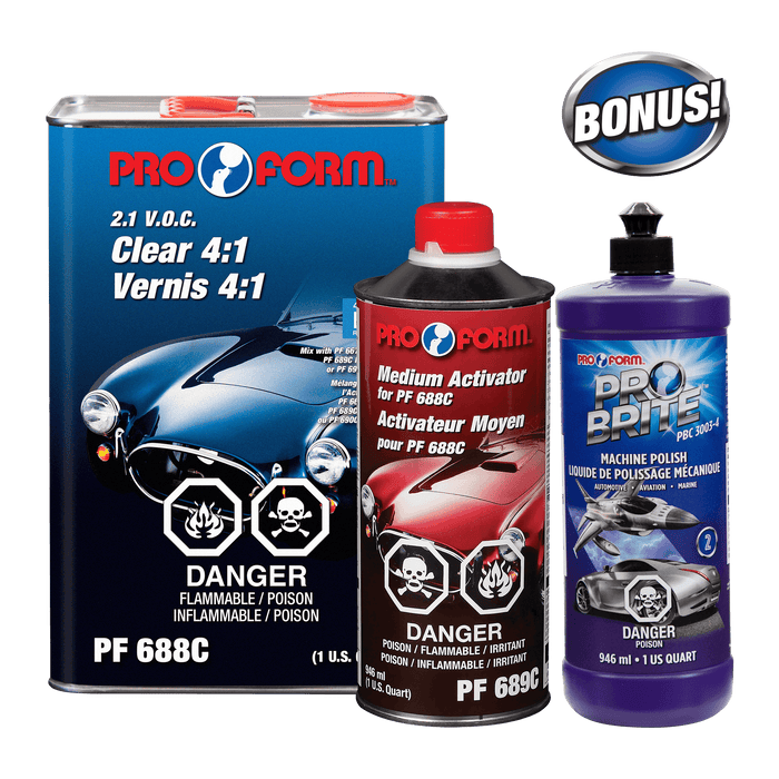 Pro Form (325) PF688CM-P2 4:1 CLEAR KIT with MED ACT & PB 3003-4 (MACHINE POLISH COMPOUND)