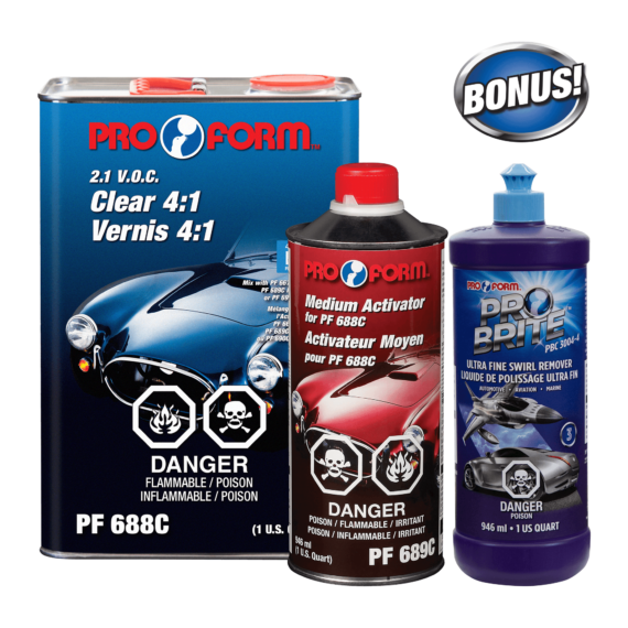 Pro Form (325) PF688CM-P4 4:1 CLEAR KIT with MED ACT & PB 3004-4 (ULTRA SWIRL COMPOUND)