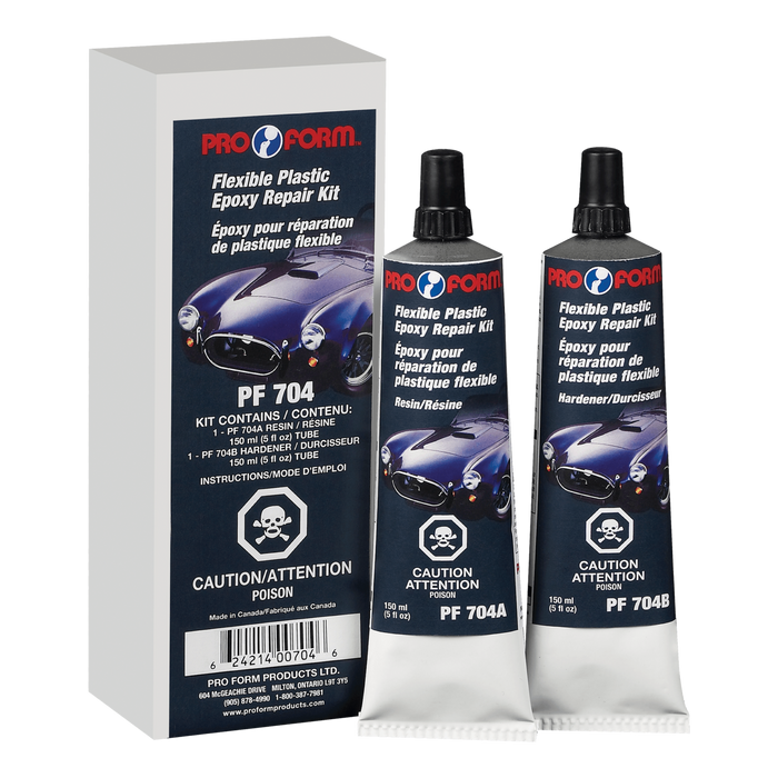 Pro Form PF704 Flexible Plastic Epoxy Repair Kit, 2 tubes of 150 ml (5 fl oz)